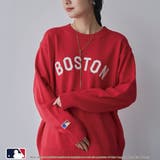 RED | 【スポーティ×ガーリー好バランス】MLB別注ワンポイントロゴクルーネックニット | coen【women】
