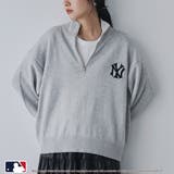 LT.GRAY | 【1枚で着映え】MLB別注ワンポイントロゴハーフジップニット | coen【women】