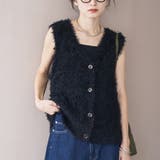 BLACK | チュールフェザーヤーンニットベスト | coen【women】
