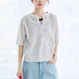 LT.GRAY | シアーリネンワッフルヘンリーネックトップス | coen【women】