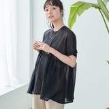 BLACK | サラコ切替ギャザードルマンサマーニット | coen【women】