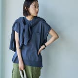 NAVY | サラコハイネックフレンチスリーブサマーニットトップス | coen【women】