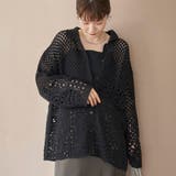 BLACK | クロシェ襟付きニットカーディガン | coen【women】