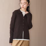 ウール混 襟付きリブニットカーディガン | coen【women】 | 詳細画像1