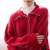 RED | 配色メローケーブル編みニットカーディガン | coen【women】