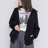 BLACK | スウェットライク ニットジップパーカー | coen【women】