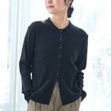 BLACK | 襟付きリブ編みカーディガン | coen【women】