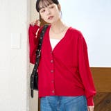 RED | シアーニット Vネックカーディガン | coen【women】