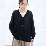 BLACK | シアーリネン畔Vネックカーディガン【Youtube紹介アイテム】 | coen【women】