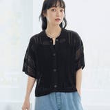 BLACK | 襟付き半袖メッシュニットカーディガン | coen【women】