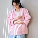 LT.PINK | コットンミックスプレーティングVネックニットカーディガン | coen【women】