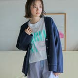 NAVY | コットンミックスプレーティングVネックニットカーディガン | coen【women】