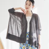 DK.GRAY | 【マシンウォッシュ・防シワ】キラコスクエアVカーディガン | coen【women】