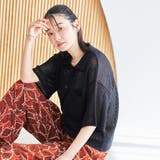 BLACK | メッシュニットポロカーディガン | coen【women】
