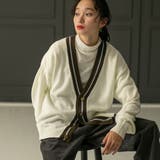 ラインVネックニットカーディガンホワイト | coen【women】 | 詳細画像2 