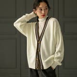 ラインVネックニットカーディガンホワイト | coen【women】 | 詳細画像4 