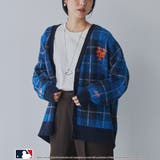 NAVY | MLB別注 アソートジャガードロゴニットカーディガン | coen【women】