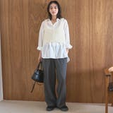 【新柄登場/ストレッチ】とろさらストライプイージーワイドパンツ | coen【women】 | 詳細画像2 