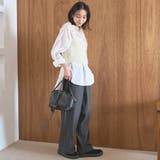 【新柄登場/ストレッチ】とろさらストライプイージーワイドパンツ | coen【women】 | 詳細画像3 