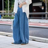 サイドライン タックワイドデニムパンツ | coen【women】 | 詳細画像1