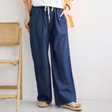 NAVY | 【新色 WEB限定カラーあり】コットンレーヨンデニムワイドパンツ(インフルエンサ… | coen【women】
