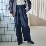NAVY | TRストライプタックワイドパンツ | coen【women】
