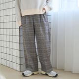MD.GRAY | 【定番】イージービューティーチェックワイドパンツ（WEB限定サイズあり） | coen【women】