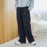 BLACK | 3Dフラワー刺繍 コーデュロイイージーワイドパンツ | coen【women】