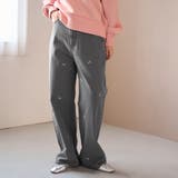 LT.GRAY | 花柄刺繍 ワイドストレートデニムパンツ | coen【women】