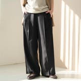 BLACK | リネンタッチツータックワイドパンツ | coen【women】
