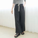 BLACK | 【接触冷感】リネンレーヨン ベイカーワイドパンツ（WEB限定サイズあり） | coen【women】