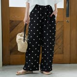 BLACK | フラワー刺繍楊柳イージーパンツ | coen【women】