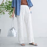 OFF WHITE | モチーフ刺繍レース イージーワイドパンツ | coen【women】