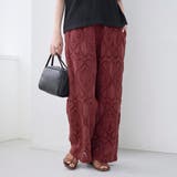 WINE | モチーフ刺繍レース イージーワイドパンツ | coen【women】