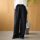 BLACK | ストライプイージーワイドパンツ | coen【women】