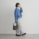【定番 帯電防止】イージービューティーチェックワイドパンツ(WEB限定サイズあり… | coen【women】 | 詳細画像3