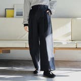 BLACK | コットンナイロンツータックワイドパンツ | coen【women】