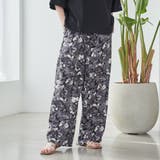 BLACK | フラワープリント イージーワイドパンツ | coen【women】