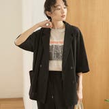 リネン混 カノコ半袖テーラードジャケット | coen【women】 | 詳細画像1