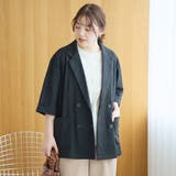 リネン混 カノコ半袖テーラードジャケット | coen【women】 | 詳細画像9