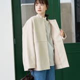 NATURAL | ライトメルトン ノーカラーミドルコート | coen【women】