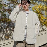 OFF WHITE | ノーカラー撥水キルティングブルゾン オーバーサイズ  | coen【women】