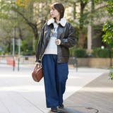 ボア襟付きレザーライクヴィンテージブルゾン | coen【women】 | 詳細画像14 