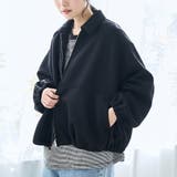 BLACK | ダンボール襟付きブルゾン【インフルエンサー紹介アイテム】 | coen【women】
