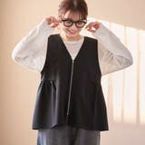 BLACK | リネンライク ペプラムジップベスト | coen【women】