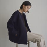 NAVY | ライトメルトン ノーカラーミドルコート | coen【women】