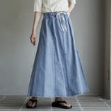 COBALT | コットンレーヨンデニムパネルフレアスカート | coen【women】