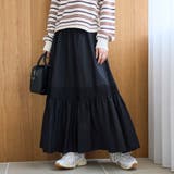 BLACK | コットンタイプライター シャーリングティアードスカート | coen【women】