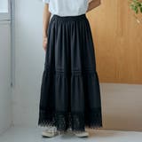 BLACK | 裾レース刺繍ティアードスカート | coen【women】