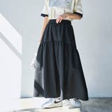 BLACK | シアサッカーティアードフレアスカート | coen【women】